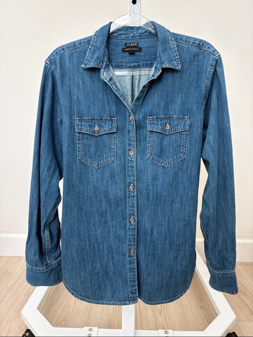 J. Crew Blue Denim Button-Up Shirt 6 Tall